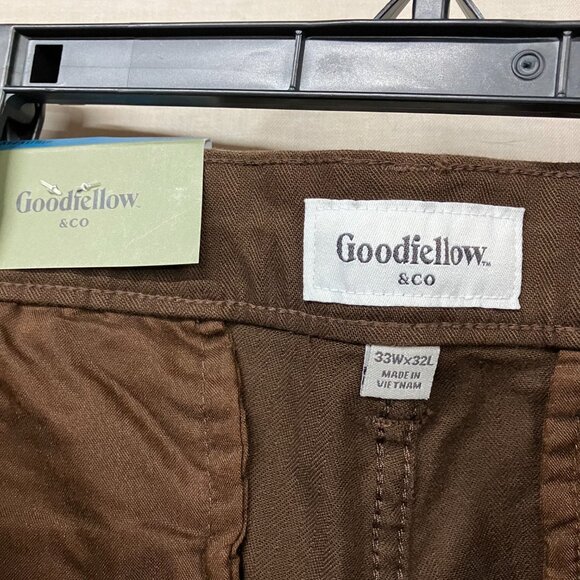 NWT Goodfellow & Co Men's 33X32 Brown Straight Leg Utility Pants Herringbone - Picture 7 of 14